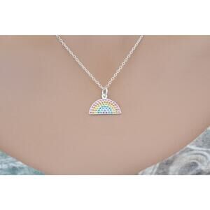Sterling Silver Rainbow Charm with Nano Gem Crystals Necklace